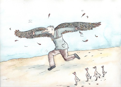 Cartoon: like a bird (medium) by Slawek11 tagged birds