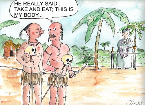 Cartoon: missionary (medium) by Slawek11 tagged missionary,anthropophagy