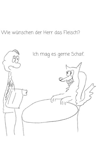Cartoon: Schafes Essen (medium) by hurvinek tagged restaurant,wolf