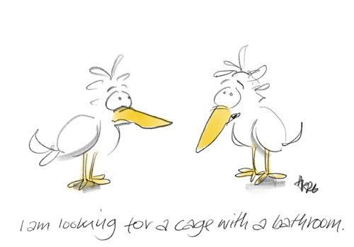 Cartoon: Bathroom Cage (medium) by helmutk tagged culture