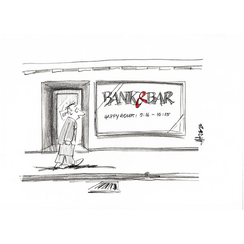 Cartoon: CashBar (medium) by helmutk tagged business