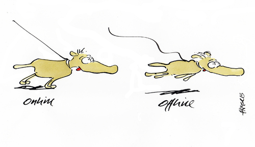 Cartoon: Dog Offline (medium) by helmutk tagged real,life