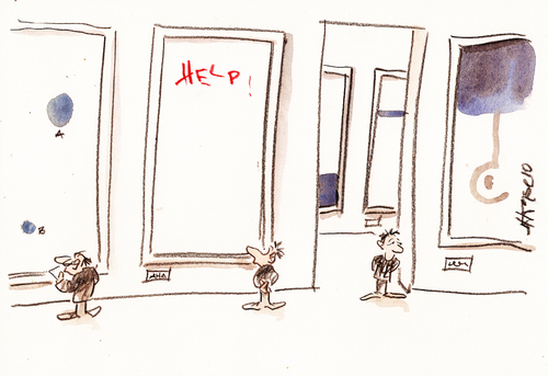 Cartoon: Help (medium) by helmutk tagged art