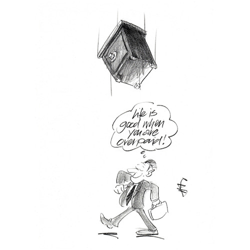 Cartoon: On being Overpaid (medium) by helmutk tagged business