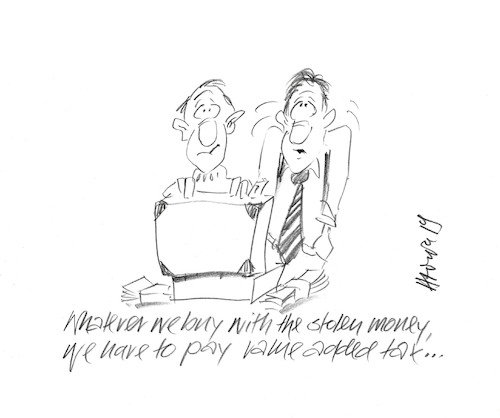 Cartoon: Value Added Tax (medium) by helmutk tagged business