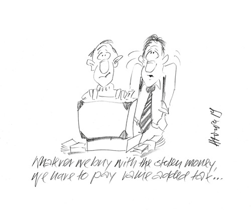 Cartoon: Value Added Tax (medium) by helmutk tagged business