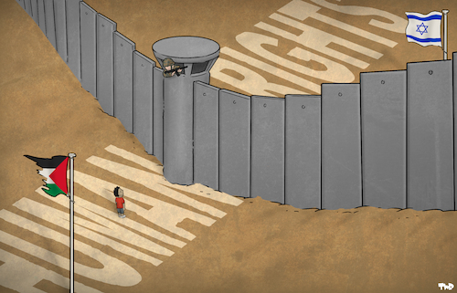 Cartoon: Apartheid (medium) by Tjeerd Royaards tagged israel,palestine,apartheid,human,rights,watch,israel,palestine,apartheid,human,rights,watch