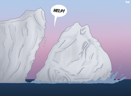 Cartoon: Cry for Help (medium) by Tjeerd Royaards tagged climate,change,ice,antarctica,iceberg,collapse,help,climate,change,ice,antarctica,iceberg,collapse,help