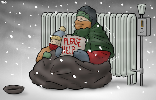 Cartoon: Energy poverty (medium) by Tjeerd Royaards tagged energy,gas,heating,cold,winter,poverty,poor,energy,gas,heating,cold,winter,poverty,poor