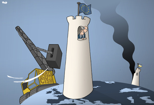 Cartoon: Failed States (medium) by Tjeerd Royaards tagged eu,brussles,kiev,donetsk,eurosceptics,euroscepticism,ivory,tower,eu,brussles,kiev,donetsk,eurosceptics,euroscepticism,ivory,tower