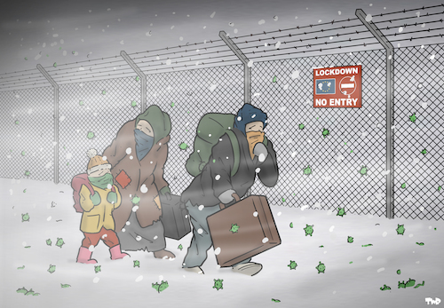 Cartoon: International Migrants Day (medium) by Tjeerd Royaards tagged migration,migrant,refugees,migration,migrant,refugees