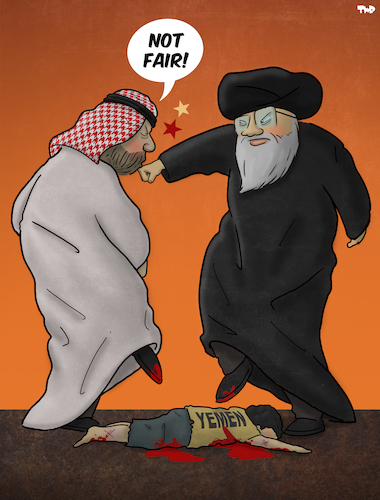 Iran and Saudi Arabia By Tjeerd Royaards | Politics Cartoon | TOONPOOL