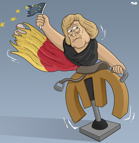 Cartoon: Merkel and the Crisis (medium) by Tjeerd Royaards tagged euro,griechenland,europa,finanzkrise,merkel