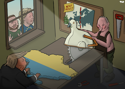 Cartoon: Peace process (medium) by Tjeerd Royaards tagged trump,putin,ukraine,trump,putin,ukraine