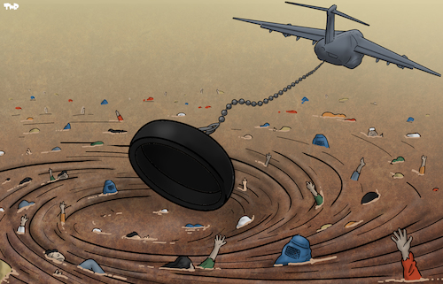 Cartoon: Pulling the plug (medium) by Tjeerd Royaards tagged afghanistan,kabul,airport,taliban,evacuation,afghanistan,kabul,airport,taliban,evacuation