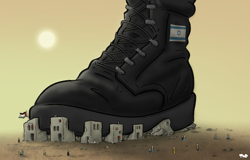 Cartoon: Repression (medium) by Tjeerd Royaards tagged israel,palestine,netanyahu,israel,palestine,netanyahu