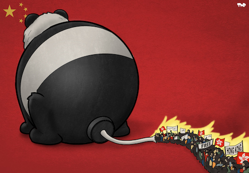 Cartoon: Short Fuse (medium) by Tjeerd Royaards tagged china,hong,kong,protest,violence,army,response,democracy,freedom,panda,china,hong,kong,protest,violence,army,response,democracy,freedom,panda