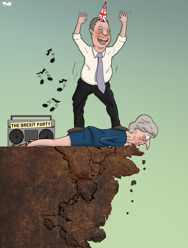 Cartoon: The Brexit Party (medium) by Tjeerd Royaards tagged brexit,farage,may,uk,eu,brexit,farage,may,uk,eu