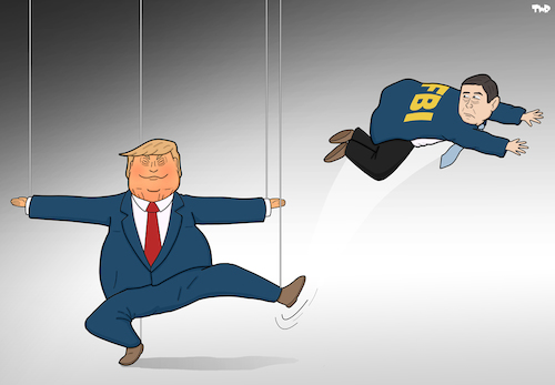 Cartoon: Trump Fires FBI Director (medium) by Tjeerd Royaards tagged trump,james,comey,russia,fbi
