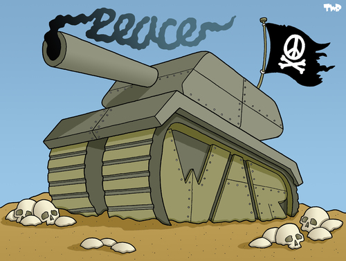 Cartoon: War and peace (medium) by Tjeerd Royaards tagged war,peace,violence,conflict,military,humanity,tank,skulls,weapons,krieg,frieden,militär,soldaten,tod,sterben,zerstörung,gewalt,waffen,panzer