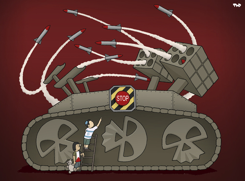 Cartoon: War Machine (medium) by Tjeerd Royaards tagged gaza,israel,palestine,attack,war,violence,children,gaza,israel,palestine,attack,war,violence,children