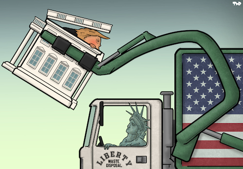 Cartoon: Waste disposal (medium) by Tjeerd Royaards tagged usa,biden,trump,elections,vote,usa,biden,trump,elections,vote