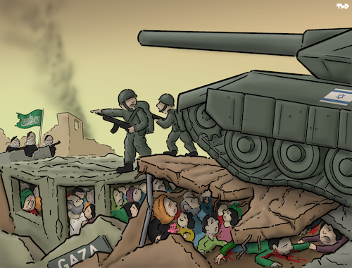 Cartoon: We will crush them! (medium) by Tjeerd Royaards tagged hamas,gaza,israel,palestine,ground,war,assault,hamas,gaza,israel,palestine,ground,war,assault