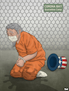 Cartoon: Corona Bay (small) by Tjeerd Royaards tagged usa,uncle,sam,america,gitmo,guantanamo,bay,coronavirus