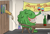 Cartoon: Escape in 2021 (small) by Tjeerd Royaards tagged vaccin,corona,virus,pandemic,lockdown,new,year