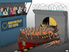 Cartoon: EU migration policy (small) by Tjeerd Royaards tagged migration,eu,europe,refugees,boat,wall,mediterranean
