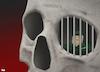 Cartoon: Mladic in Prison (small) by Tjeerd Royaards tagged serbia,srebrenica,genocide,crime,skull,prison,mladic