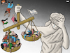 Cartoon: Not justice (small) by Tjeerd Royaards tagged gaza,palestine,israel,justice,injustice,death,toll,victims
