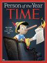 Cartoon: Person of the Year (small) by Tjeerd Royaards tagged trump,time,cover,pinnochio,lie,truth,fact