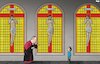 Cartoon: See no evil (small) by Tjeerd Royaards tagged catholic,church,child,abuse,priest,jesus,france,report,evil,indifference
