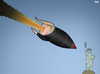 Cartoon: Unstoppable (small) by Tjeerd Royaards tagged trump,liberty,freedom,missile,rocket,projectile,statue
