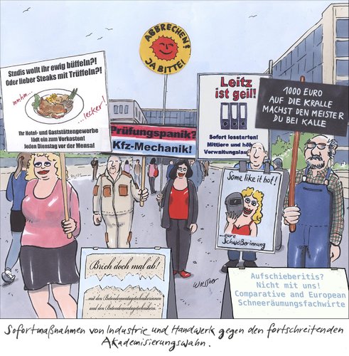 Cartoon: Akademisierungswahn (medium) by woessner tagged pisa,piacc,bildungstest,leistung,statistik,testeritis,schule,bildungspolitik,ländervergleich,pisa,piacc,bildungstest,leistung,statistik,testeritis,schule,bildungspolitik,ländervergleich