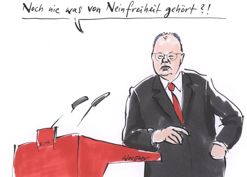 Cartoon: beinfreiheit (medium) by woessner tagged beinfreiheit,steinbrückt,spd,spielraum,vertrauen,vertrauensvorschuss,redehonorar,lobbyismus,korruption,einkommen,offenlegung,kanzlerkandidat,beinfreiheit,steinbrückt,spd,spielraum,vertrauen,vertrauensvorschuss,redehonorar,lobbyismus,korruption,einkommen,offenlegung,kanzlerkandidat