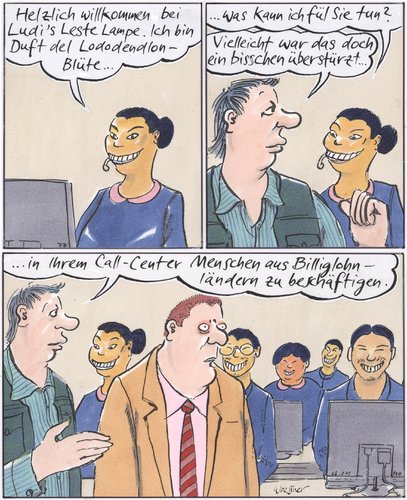 Cartoon: billiglohnländer (medium) by woessner tagged billiglohnläder,mindestlohn,niedriglohn,bezahlung,china,callcenter,telefonberatung,sprache,ausland,wirtschaft,gesellschaft,gewerkschaft,armut,arbeit,billiglohnläder,mindestlohn,niedriglohn,bezahlung,china,callcenter,telefonberatung,sprache,ausland,wirtschaft,gesellschaft,gewerkschaft,armut,arbeit