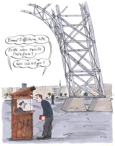 Cartoon: Eiffelturm (medium) by woessner tagged eiffelturm,paris,sehenswürdigkeit,touristenattraktion,weltausstellung,sparsamkeit,schwaben,schotten,geiz,eiffelturm,paris,sehenswürdigkeit,touristenattraktion,weltausstellung,sparsamkeit,schwaben,schotten,geiz