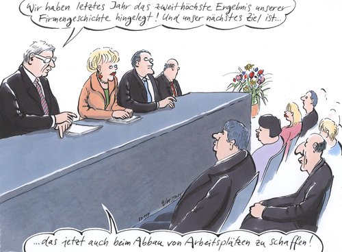 Cartoon: Firmengeschichte (medium) by woessner tagged abbau,von,arbeitsplätzen,firma,firmengeschichte,unternehmen,wirtschaft,gewinn,shareholder,value,aktien,aktionärsversammlung,hauptversammlung,rechenschaftsbericht,gewerkschaft,abbau,von,arbeitsplätzen,firma,firmengeschichte,unternehmen,wirtschaft,gewinn,shareholder,value,aktien,aktionärsversammlung,hauptversammlung,rechenschaftsbericht,gewerkschaft