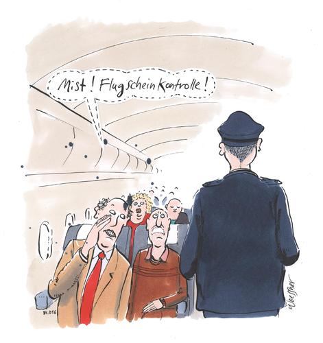 Cartoon: Flugscheinkontrolle (medium) by woessner tagged flugscheinkontrolle,fahrschein,kontrolleur,flugzeug,reise,urlaub,schwarzfahrer,polizei,polizist,politesse,vergehen,ordnungswidrigkeit,flugscheinkontrolle,fahrschein,kontrolleur,flugzeug,reise,urlaub,schwarzfahrer,polizei,polizist,politesse,vergehen,ordnungswidrigkeit