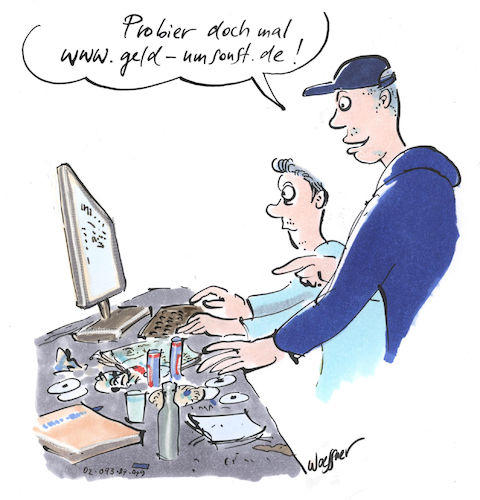 Cartoon: Geld umsonst (medium) by woessner tagged freimut,woessner,karikaturen,cartoons,reichtum,arm,reich,armut,laptop,cyber,digitalisierung,suchmaschine,finanzen,finanzkrise,banken,geld,umsonst,jugend,jugendliche,computer,pc,internet,www,worldwideweb,surfen,netz,naivität,neugier,neugierde,gier,billig,gratis,for,free,abstauben,abstaubermentalität,search,suche,google,freimut,woessner,karikaturen,cartoons,reichtum,arm,reich,armut,laptop,cyber,digitalisierung,suchmaschine,finanzen,finanzkrise,banken,geld,umsonst,jugend,jugendliche,computer,pc,internet,www,worldwideweb,surfen,netz,naivität,neugier,neugierde,gier,billig,gratis,for,free,abstauben,abstaubermentalität,search,suche,google