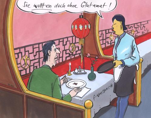 Cartoon: glutamat (medium) by woessner tagged china,restaurant,chinesisch,essen,glutamat,gesundheit,klein,portion,hunger,nahrung,überraschung,küche,china,restaurant,chinesisch,essen,glutamat,gesundheit,portion,hunger,nahrung,überraschung,küche,ekelfleisch,fleisch,foodwatch,futtermittel,futtermittelzusätze,gammelfleisch,giftstoffe,gift,konsument,lebensmittel,lebensmittel risiken,lebensmittelskandal,lebensmittelzusätze,lebensmittelvergiftung,pharma food,verbraucher,verbraucherschutz,glutaminsäure,geschmacksverstärker,geschmack,geschmackssinn,gustatorik,schmecken,risiken,pharma,food