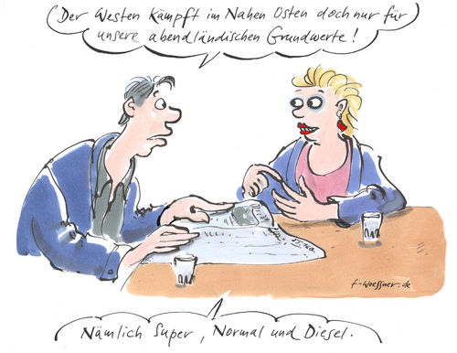 Cartoon: Grundwerte (medium) by woessner tagged woessner,cartoon,karikatur,abendländische,grundwerte,demokratie,menschenrechte,gleichbehandlung,gerechtigkeit,rechtsstaatlichkeit,pressefreiheit,gewaltenteilung,naher,osten,mobilität,bodenschätze,erdöl,ressourcen,europa,usa,vereinigte,staaten,amerika,imperialismus,super,normal,diesel,benzin,tankstelle,verkehr,kfz,umwelt,aussenpolitik,kolonialismus,vereinte,nationen,woessner,cartoon,karikatur,abendländische,grundwerte,demokratie,menschenrechte,gleichbehandlung,gerechtigkeit,rechtsstaatlichkeit,pressefreiheit,gewaltenteilung,naher,osten,mobilität,bodenschätze,erdöl,ressourcen,europa,usa,vereinigte,staaten,amerika,imperialismus,super,normal,diesel,benzin,tankstelle,verkehr,kfz,umwelt,aussenpolitik,kolonialismus,vereinte,nationen