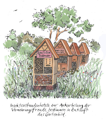 Cartoon: Insektenhotel (medium) by woessner tagged freimut,woessner,karikaturen,cartoons,artensterben,artenschutz,vermehrung,sexualität,garten,gartenkultur,umweltfreundlich,ökologisch,öko,bio,biologisch,insektenhotel,insektensterben,stundenhotel,umwelt,fluginsekten,aussterben,ackergift,pflanzengift,pflanzenschutz,pflanzenschutzmittel,glyphosat,neonikotinoide,neonicotinoide,vergiftung,freimut,woessner,karikaturen,cartoons,artensterben,artenschutz,vermehrung,sex,sexualität,garten,gartenkultur,umweltfreundlich,ökologisch,öko,bio,biologisch,insektenhotel,insektensterben,stundenhotel,umwelt,fluginsekten,aussterben,ackergift,pflanzengift,pflanzenschutz,pflanzenschutzmittel,glyphosat,neonikotinoide,neonicotinoide,vergiftung