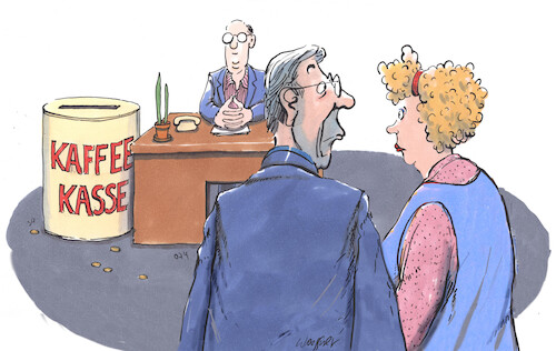 Cartoon: Kaffeekasse (medium) by woessner tagged cartoons,karikaturen,woessner,behörde,amt,betrieb,empfang,bewilligung,kaffeekasse,trinkgeld,tipp,beamte,angestellte,bestechung,korruption,schmiergeld,backschisch,almosen,scherflein,milde,gabe,erwartungshaltung,büro,verwaltung,trägheit,faulheit,bestechlichkeit,cartoons,karikaturen,woessner,behörde,amt,betrieb,empfang,bewilligung,kaffeekasse,trinkgeld,tipp,beamte,angestellte,bestechung,korruption,schmiergeld,backschisch,almosen,scherflein,milde,gabe,erwartungshaltung,büro,verwaltung,trägheit,faulheit,bestechlichkeit