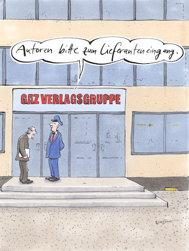 Cartoon: Lieferanteneingang (medium) by woessner tagged woessner,karikaturen,cartoons,autorinnen,dichterinnen,produzenten,vermarkter,vertreiber,komponisten,künstler,freischaffende,kreative,berufe,urheberinnen,lieferanteneingang,hochformat,autoren,verlage,rangstufe,wichtig,unwichtig,ansehen,lieferant,dienstbote,dienstleister,rangfolge,rang,verachtung,missachtung,schlechte,behandlung,woessner,karikaturen,cartoons,autorinnen,dichterinnen,produzenten,vermarkter,vertreiber,komponisten,künstler,freischaffende,kreative,berufe,urheberinnen,lieferanteneingang,hochformat,autoren,verlage,rangstufe,wichtig,unwichtig,ansehen,lieferant,dienstbote,dienstleister,rangfolge,rang,verachtung,missachtung,schlechte,behandlung