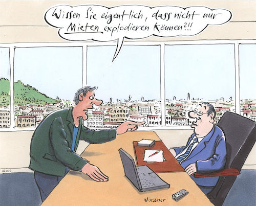 Cartoon: Mieter explodieren (medium) by woessner tagged woessner,karikaturen,cartoons,wohnungsbau,sozialer,sozialwohnungen,sozialbauten,sozialpalast,mietkasernen,mietwohnungen,vermieter,hausbesitzer,hausbesetzer,zweckentfremdung,mieter,explodieren,mieten,miete,mieterinnen,stadt,preise,preisexplosion,wuchermieten,bezahlbare,mietpreisbindung,mietgesetze,bauen,wohnen,lebensmittelpunkt