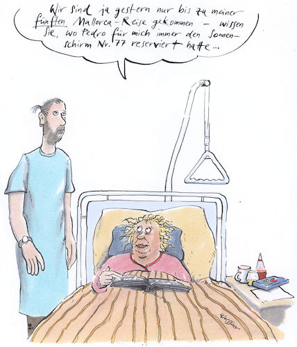 Cartoon: Pflegezeit (medium) by woessner tagged woessner,karikaturen,cartoons,zeitmanagement,zeiteinteilung,pflegedienst,überlastung,gewinnmaximierung,personal,personalschlüssel,bezahlung,stress,gewissen,belastung,arbeit,arbeitsplatz,gewerkschaft,sonnenschirm,mallorca,reise,krankenbett,pflege,zeit,zuwendung,pfleger,pflegerin,pflegepersonal,krankenhaus,pflegeheim,reha,klinik,altersheim,seniorenheim,patient,woessner,karikaturen,cartoons,zeitmanagement,zeiteinteilung,pflegedienst,überlastung,gewinnmaximierung,personal,personalschlüssel,bezahlung,stress,gewissen,belastung,arbeit,arbeitsplatz,gewerkschaft,sonnenschirm,mallorca,reise,krankenbett,pflege,zeit,zuwendung,pfleger,pflegerin,pflegepersonal,krankenhaus,pflegeheim,reha,klinik,altersheim,seniorenheim,patient