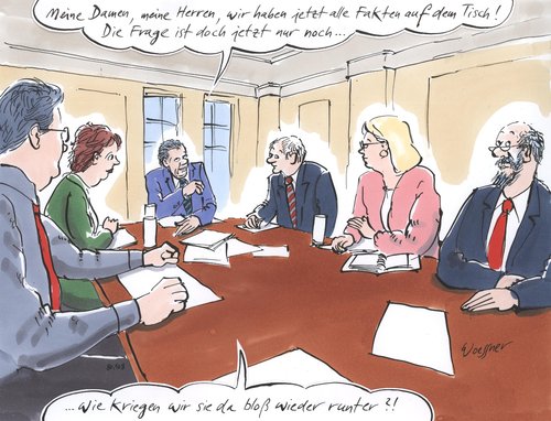 Cartoon: Problem auf dem Tisch (medium) by woessner tagged fakten,auf,dem,tisch,problem,lösung,besprechung,analyse,untätigkeit,unter,den,teppich,kehren,konferenz,meeting,brainstorming,fakten,problem,lösung,besprechung,analyse,untätigkeit,konferenz,meeting,brainstorming,firma,job,arbeit,unternehmen,mitarbeiter,angestellte,sitzung